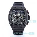 Replica Richard Mille RM011-03 Flyback Forged Carbon Watch Black Rubber Strap